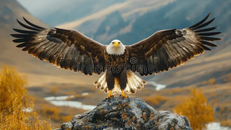 Eagle with its wings extended